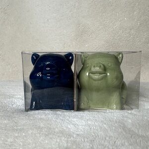 Pig Salt & Pepper Shaker Set - Navy Blue and Green Adorable Farmhouse Spring NWT